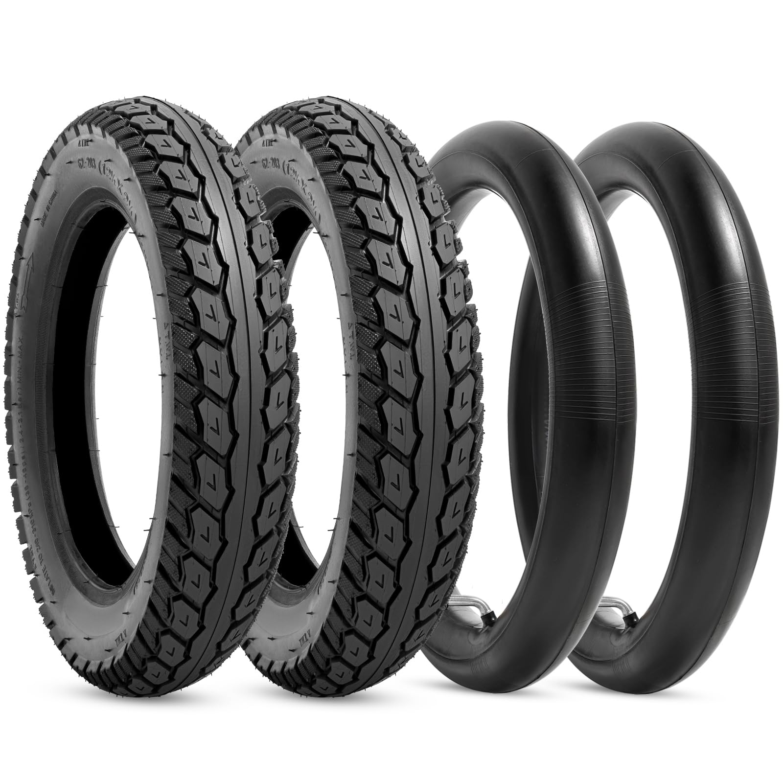 Heavy Duty 12.5X2.25 (12-1/2 X2-1/4) Tire & Inner Tube Set With Angled Valve Stem For Electric Scooters Razor Pocket Mod, Currie